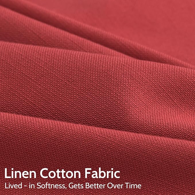 Christmas Red Linen Curtains 63 Inch Length - Image 4