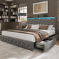 LARMACE King Bed Frame with 4 Storage Drawers and USB Charging Station Velvet by LARMACE