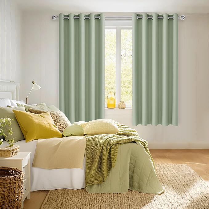 Blackout Curtains for Bedroom, 60 x 63 Inches Length, Seafoam Green | Thermal - Image 6