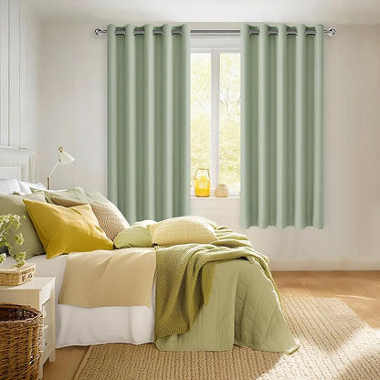 Blackout Curtains for Bedroom, 60 x 63 Inches Length, Seafoam Green | Thermal - Image 6