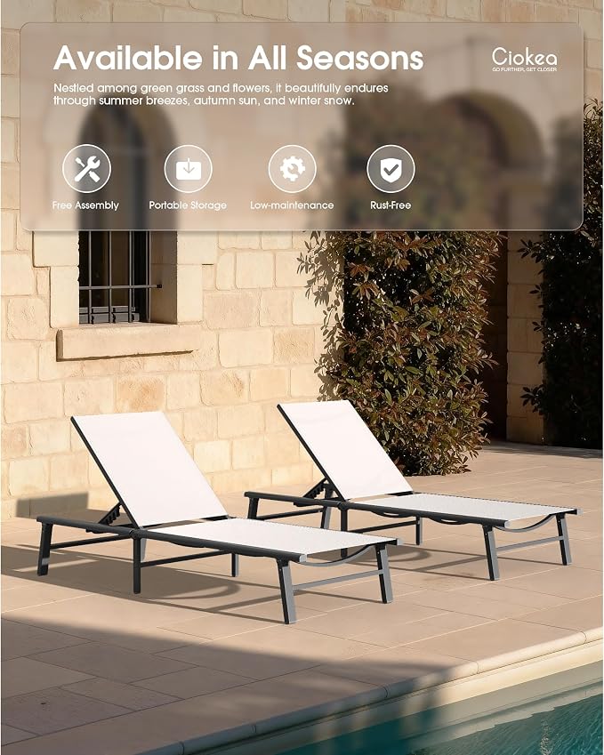 Ciokea Foldable Outdoor Lounge Chair, No Assembly Patio Chaise Lounge Outdoor - Image 8
