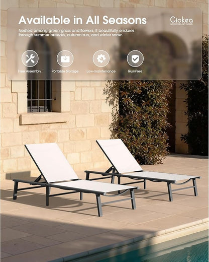 Ciokea Foldable Outdoor Lounge Chair, No Assembly Patio Chaise Lounge Outdoor - Image 8