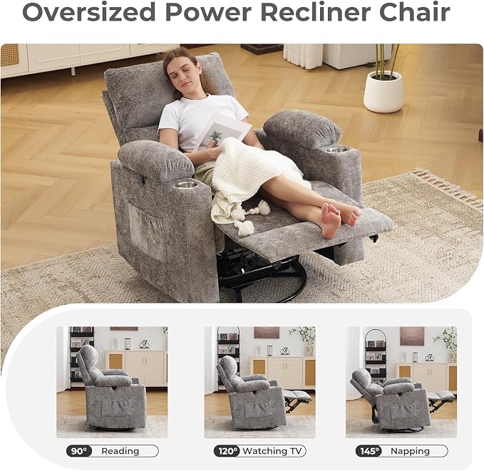 Oversized Power Recliner Chair Swivel Glider - Image 5