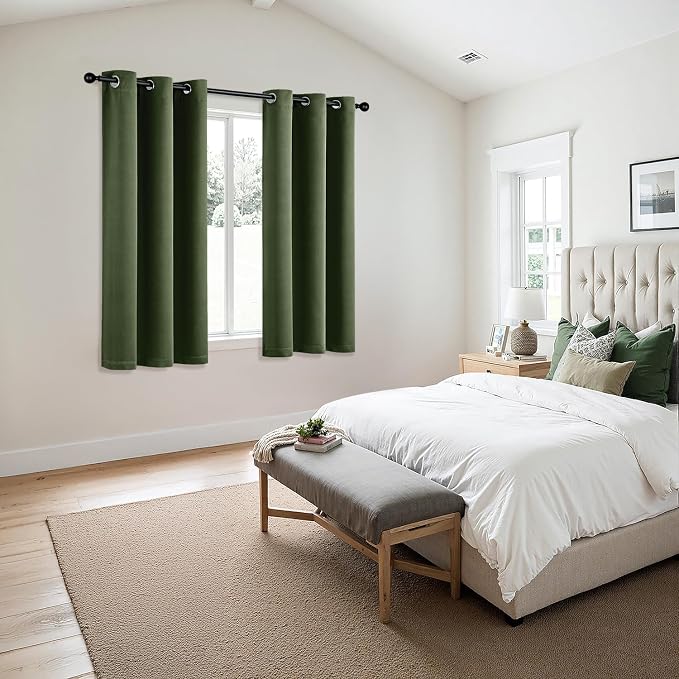 MIULEE Blackout Curtains for Bedroom 2 Panels 40 x 63 Inch Long Olive Green | - Image 6