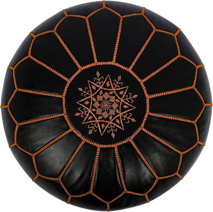 Marrakesh Gallery Genuine Leather Round Pouf Unstuffed - Image 2