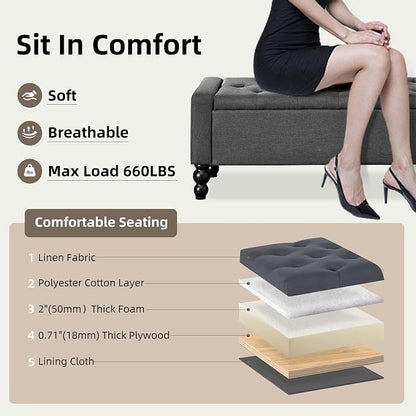 50" W Storage Ottoman Bench - Image 5
