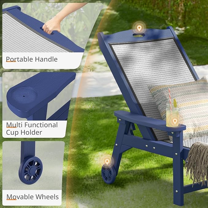 LUE BONA Chaise Lounge Chair Outdoor Set of 4, HDPS and HDPE Wicker Material - Image 6