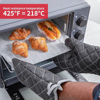 Oven Mitts Flame Retardant Mitts Heat Resistant to 425 °F 15 Inch Kitchen Mitt Black Color 2-Pack
