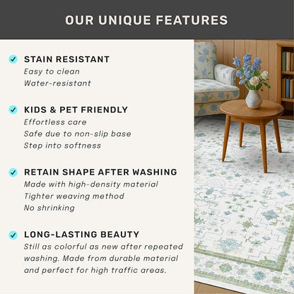 Cream Green Large 8x12 Area Rug - Image 7