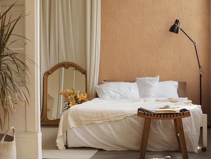 Brown Grasscloth Wallpaper Peel and Stick Contact Paper Textured Removable - Image 4