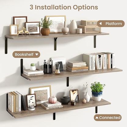 Fun Memories Floating Shelves for Wall, 12 Inch Deep Floating Shelves Set of 2 - Image 6