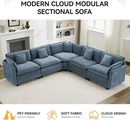 113'' V Shaped Cloud Sectional Sofa, Oversized Deep Seat Couches - Image 7
