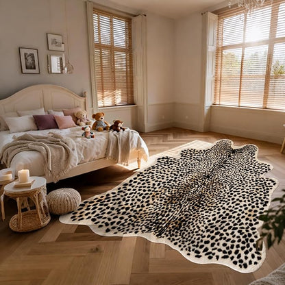 Seek4comfortable Leopard Print Rug, Cheetah Rug 4.6x5.8 Feet Faux Animal Fur - Image 6