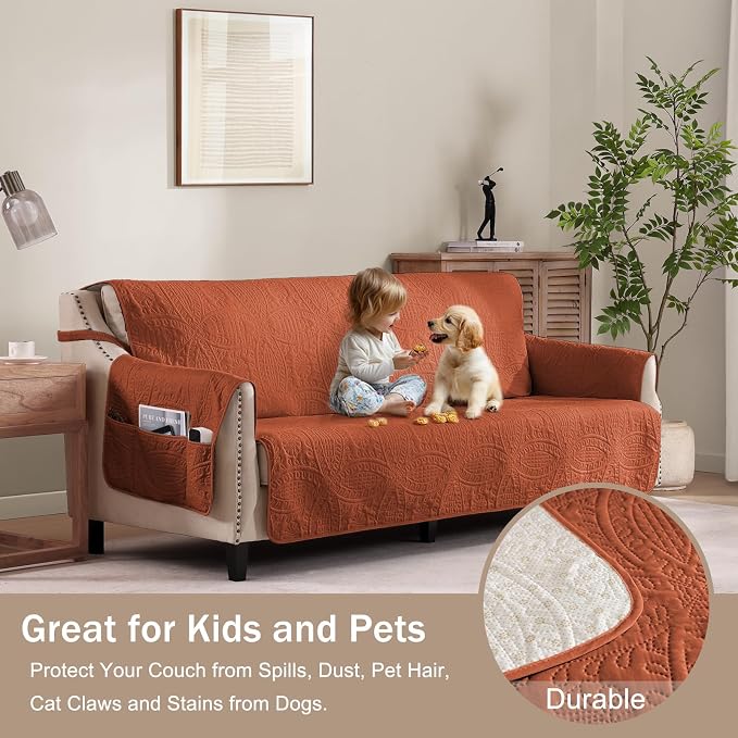 Orange Quilted Recliner Covers, Waterproof Recliner Chair Covers, Lazy Boy - Image 8
