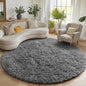 Grey Round Area Rugs 6ft, Fluffy Gray Soft Bedroom Circle Rug by ONASAR
