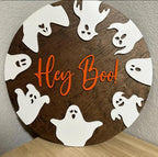 Halloween Stencils for Painting on Wood 12” Round Halloween Stencil Hey Boo Trick or Treat Ghost Pumpkin Face Templates for Door Hanger Porch Sign