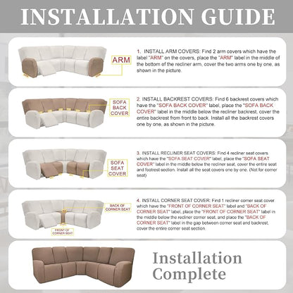 100% Waterproof Sectional Recliner Couch Covers - Image 7