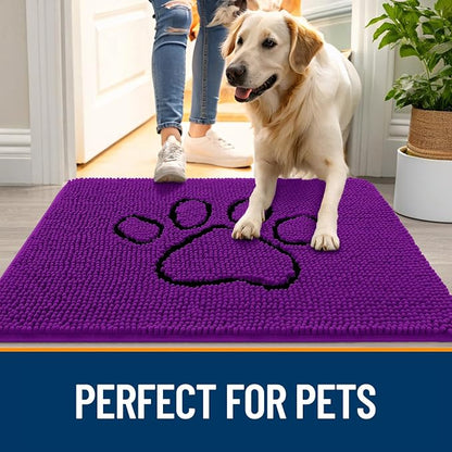 OLANLY Dog Door Mat for Muddy Paws 36x24, Paw Print Design Chenille Mud Mat | - Image 6