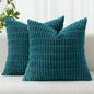 MIULEE Corduroy Decorative Throw Pillow Covers 20x20 Teal Pack of 2 | Soft Boho by MIULEE