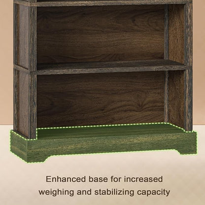 TVU 5-Tier Solid Wood Book Shelf, Floor Standing Bookcase, Farmhouse Style Book - Image 6