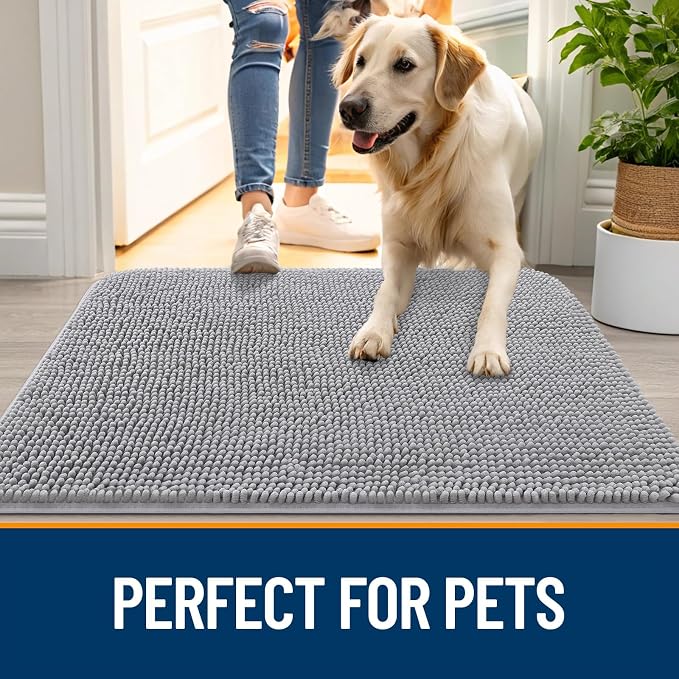 OLANLY Dog Door Mat for Muddy Paws 40x32, Super Absorbent Chenille Mud Mat | - Image 6