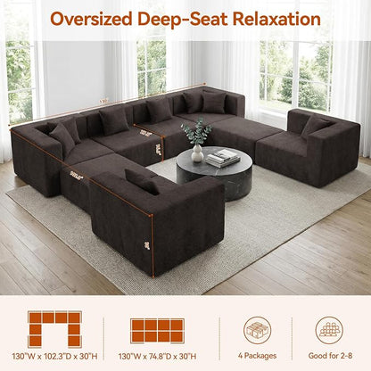 MONVANE Modular Sectional Sofa, Oversized 8 Seat Convertible U Shaped Couch - Image 3