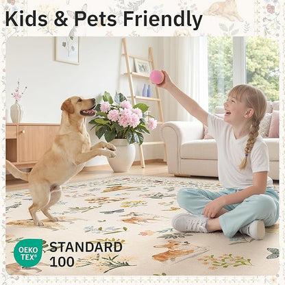 Soalmost Dog 9x12 Area Rugs for Living Room, Washable Animal Soft Rug Beige | - Image 5