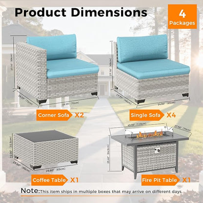 6-Seat Modern Outdoor Wicker Rattan Patio Furniture Set - Image 3