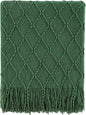 BOURINA Green Throw Blanket 50x60 Inches Throw Textured Solid Soft Sofa Couch by BOURINA