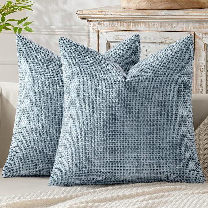 MIULEE Decorative Couch Throw Pillow Covers 18x18 Inch Light Blue 2 Pack | by MIULEE