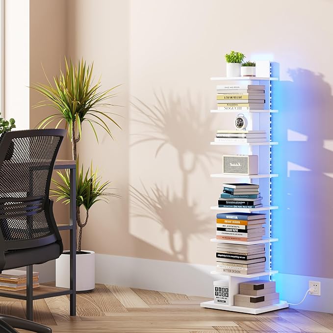 TUTOTAK Narrow Bookshelf, 8-Tier Bookcase - Image 6