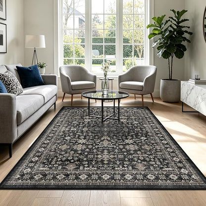 Grey Area Rug 8x10 for Living Room Bedroom | Stain Resistant; Non Slip;Machine - Image 5
