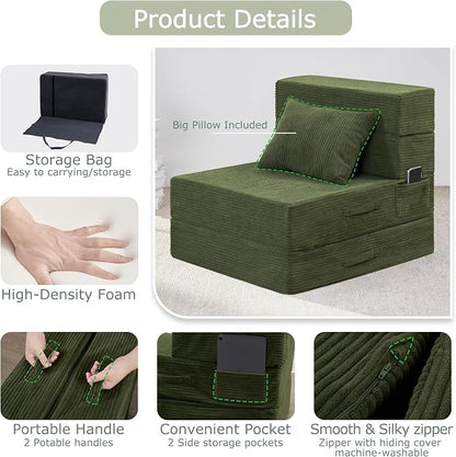 Folding Sofa Bed, 4 in 1 Convertible Sleeper Chair - Image 8