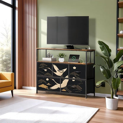 Dresser Japanese Seamless Crane Birds Elements Asian Oriental Decoration Such - Image 2
