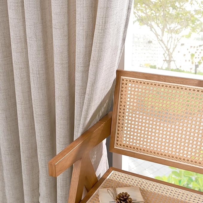 YoungsTex Linen Semi Sheer Curtains 54 Inch Length 2 Panels - Image 7