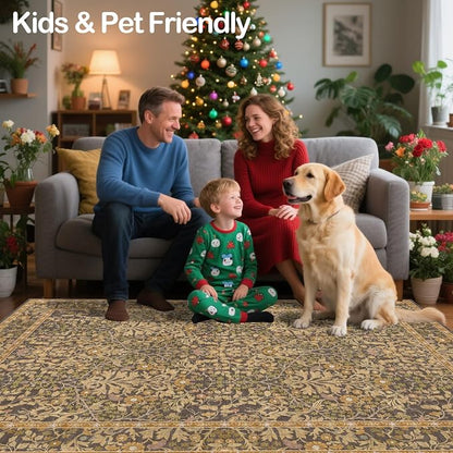 8x10 Washable Area Rugs for Living Room, Stain Resistant Vintage Rugs for - Image 7