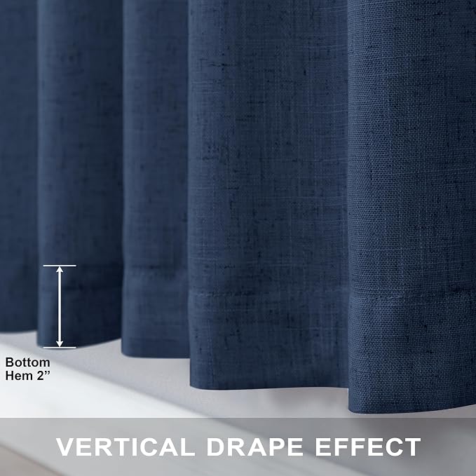 Navy Curtains 108 Inches Long for Living Room 2 Panels Set Back Tab Pocket - Image 5
