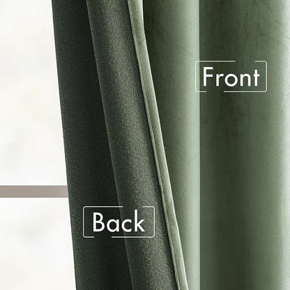 MIULEE Sage Green Velvet Curtains 52x96 inches Luxury Blackout Curtains | - Image 6