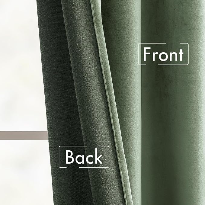 MIULEE Sage Green Velvet Curtains 52x84 inches Luxury Blackout Curtains | - Image 6