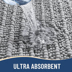 Arotive Luxury Chenille Bathroom Rug Mat, Extra Soft Thick Absorbent Shaggy Bath Rugs, Non-Slip Machine Wash Dry, Plush Bath Mats for Bathroom, Shower and Tub, 50x30, Light Grey