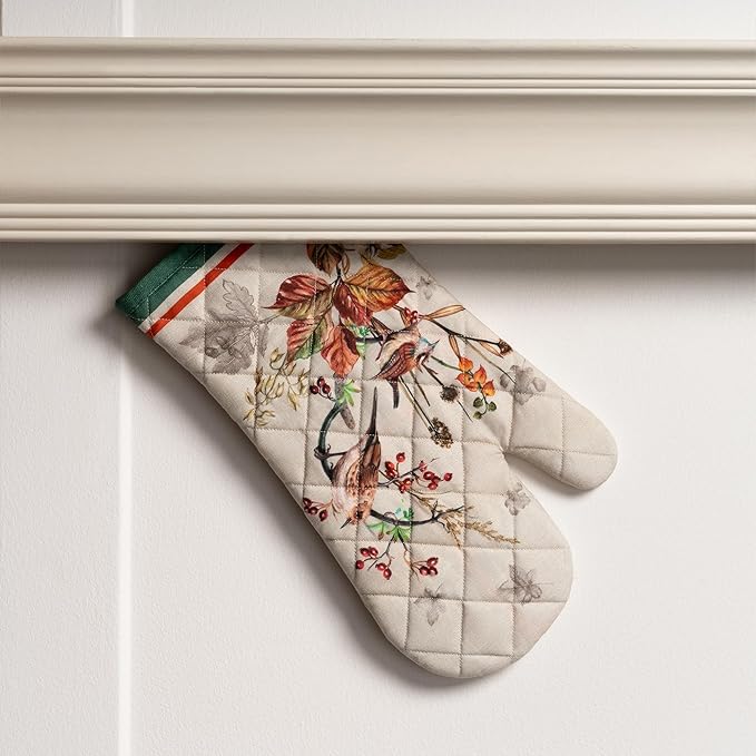 Maison d' Hermine Oven Gloves 100% Cotton Oven Mitt 7" x 13" with Loop Heat Resistant, BBQ, Cooking Gloves, Baking, Grilling, Kitchen, Handling Hot Pans (Pack of 1, Recolte)