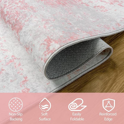 Aelenmu 6x9 Area Rugs for Living Room Washable Bedroom Dining Room Pink | - Image 4