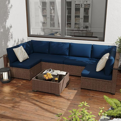 KIGOTY 7-Piece Patio Furniture Set, All-Weather PE Rattan Outdoor Sectional Sofa by KIGOTY