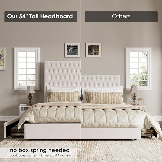 King Size Bed Frame 54" Tall Headboard - Image 5