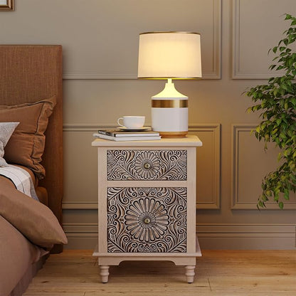 SUNBURY End Table Living Room Small Side Table w Drawer, 2-Tier MDF Living Room - Image 8