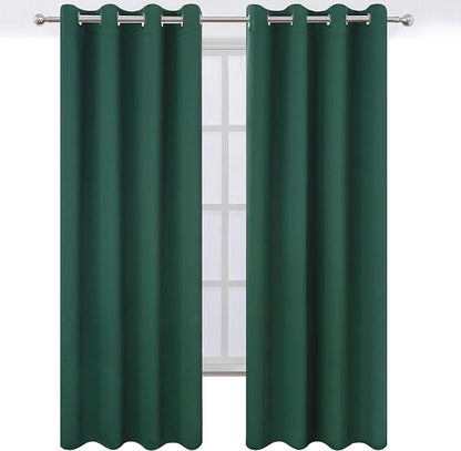 Blackout Curtains 66 x 84 inch/Dark Green Curtains Set of 2 Panels/Thermal - Image 2