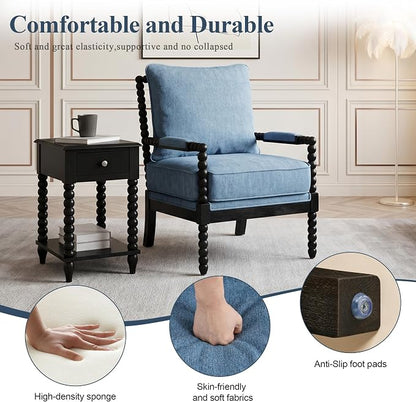 DUHOME Linen Fabric Spindle Accent Chairs Set of 2 - Image 5