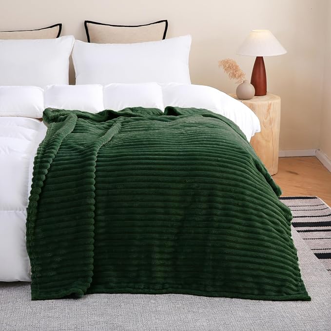 Dark Green Fleece Throw Blanket 50”×70” - Image 3