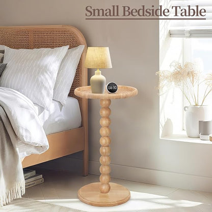 Drink Table, Boho Rattan Small Round Side Table - Image 6