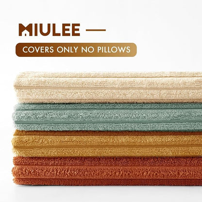 MIULEE Soft Corduroy Decorative Throw Pillow Covers Teal-Rust 20x20 | Set of 4 - Image 7